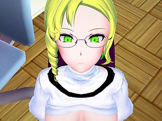POV anime scene with thicc milf Glynda Goodwitch from RWBY