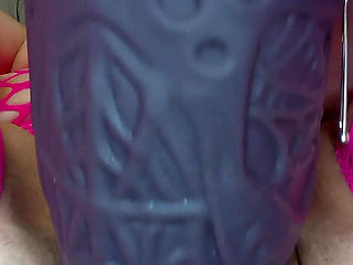 Slutty Mommy's Wildolo Dildo Destruction: Pink Fishnets, Greedy MILF Hole Stretched Wide Multi Angle