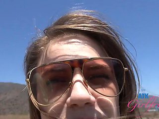 Rose Caarter on vacation gets her pussy rubbed and sucks cock and footjob in car