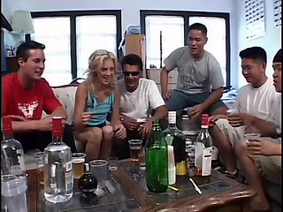 Small titted blonde whore always ready to threesome double banging