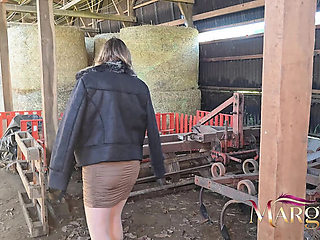 Farm Threesome with Stepson & Neighbor: Rough Sex, Blowjob & Creampie for Hot MILF