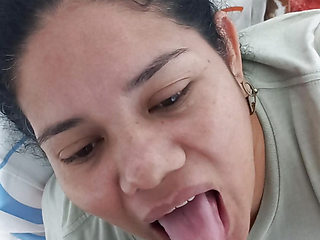 Beautiful girl sucking deep throat