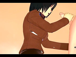 Shingeki No Kyojin Hentai - Mikasa Jerks off Eren, and Then He Fucks Her - Asian Japanese Manga Anime Hentai 3D Porn