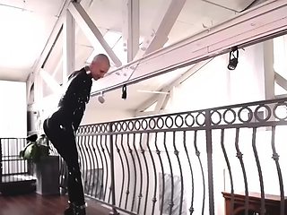 Latex slut solo anal masturbation