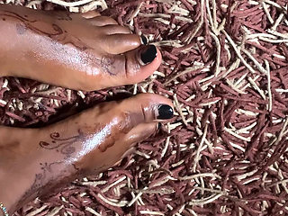 Hot ebony babe foot massage section