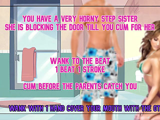 AUDIO ONLY - Your horny Step Sister wont let you leave the restroom till you cum for her