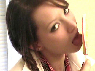 Super Hot Nasty Sch00lgirl Licking a Lollipop Completely Naked