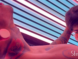 Fucking Inside the Tanning Booth Until I Get a Load in My Mouth