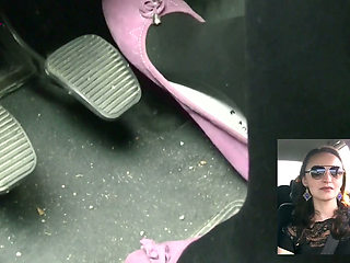 Driving in Black Thick Nylons and Pink Ballet Flats