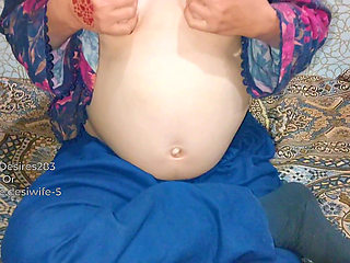 Desi Red Lipstick Bahbi Boobs Show with Pregnant