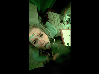 Tattooed Blindfold Slut Dim Room, Deep BJ, Anal , Facial, POV