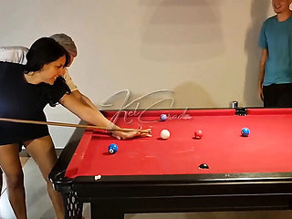 Amateur Latina MILFs Learn Pool and Get Dick in Group Sex