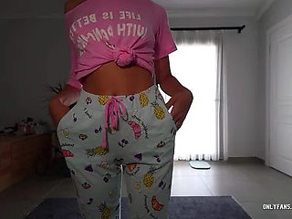 POV Stepmom caught me jerking off with her nudes