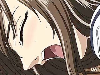 She gets fingered from behind and squirts in the toilet, then gets a handjob, a blowjob and bukkake.