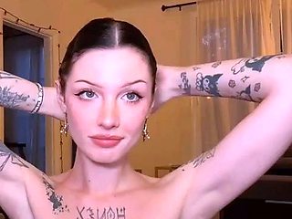 Amateur young brunette enjoys dildo on solo masturbation