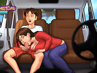 Summertime Saga - Busty Stepmom sucks a huge cock and gives the best blowjob