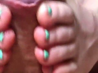 Blue Toes Footjob