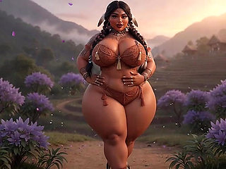 Curvy Indigenous Tribal BBW Strips & Shows Massive Tits in Sunset Village