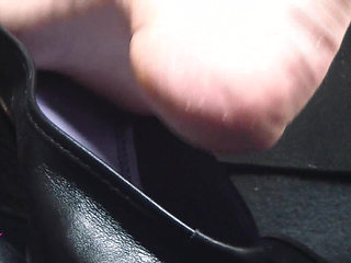 Revving and Driving in Black Leather Flats on Barefeet