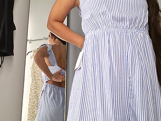 Clothes Changing - Fitting Room and Playing with Horny Pussy