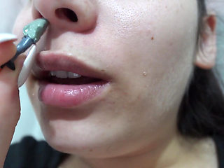 My Giantess Stepsister Puts Tiny Stepbrother in Her Nose as Punishment and Plays with Him