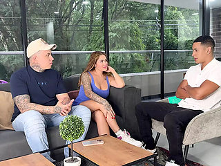 Hot Colombian teen Sara Blonde fucks her therapist in wild couples therapy - rough doggystyle & big cock cumshot!