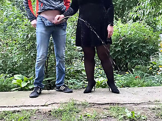 My chubby mature mother-in-law takes charge outdoors