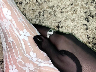 Playing with my feet in sexy white socks