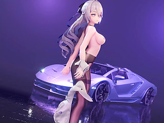 Excuse Me; Genshin Impact; Bronya; Office Lady Uniform; Pencil Skirt; Crotchless Black Stockings; Erotic Tattoos