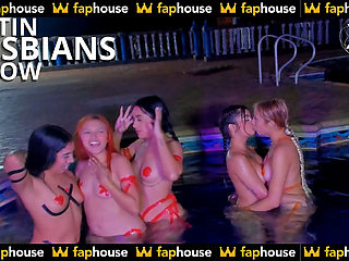 Latin Lesbians Put on a Great Show in a Pool