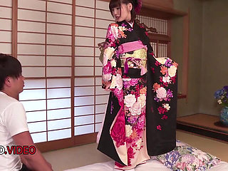 Sultry Asian beauty in kimono gets fucked fiercely then hotly cum filled today