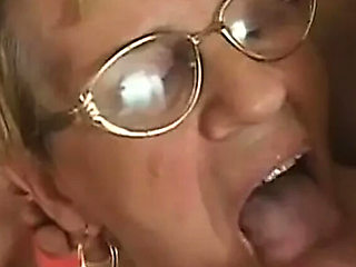 Stocking Granny Loves Sucking Cock Till He Cums On Her Tits
