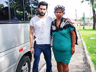 Grannys First Anal Threesome In A Van