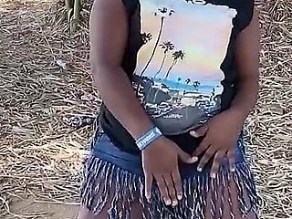African Ebony Sexy Black Girl Dances in Public with Laughter