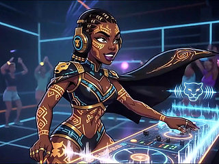 AI- DJ Girls in Private Exclusive Party - Beach Sunset + Tron Futuristic  + Tokyo Neon