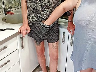 my mother-in-law sucks my dick and I cum in her mouth