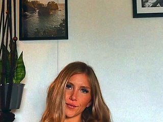 Non stop blonde with big boobs cock jerks off on the bed