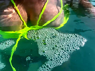 Artemisia Love Flashing Her Perfect Big Tits Underwater and Smoking a Cigarette