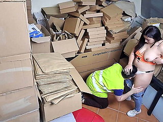 Sexy Latina Boss Catches Worker Slacking Off in Warehouse - Squirting Miss & Hard Rock