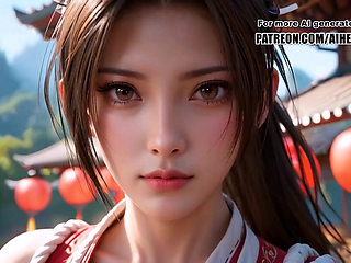 Dead or Alive Mai Shiranui cosplay Camera Kiss Tease, POV Blowjob Bliss, and Facial Smile Uncensored Hentai AI generated