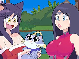 Cartoon hentai parody: Rengar encounters Irelia and Ahri in an animated adventure - Landidzu