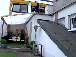 Tattooed babe enjoying hard fuck outdoor with her dude