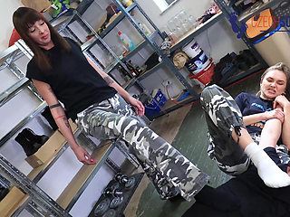 Military Girls Enjoy Humiliating Their Sock Slave