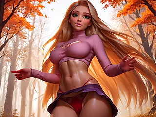 Stepsister Rapunzel Perfect Pussy Cameltoe Close Up Mini Skirt