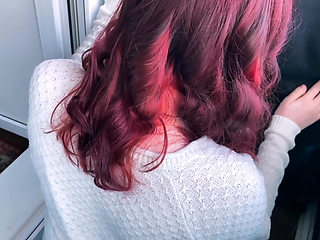 Outdoor blowjob on the balcony