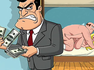 Cuckold Husband Is Furious That His Wife Is Cheating with Her Lover. Cartoon