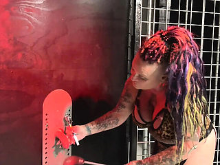 Danish Mistress Gloryhole Handjob & BDSM Punishment for Slave - Mature MILF in Latex