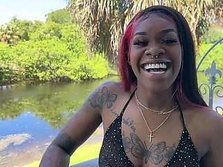 Harmony Barz Fucks Her White Neighbor - Amateur Interracial POV with Blowjob & Cum Swallowing