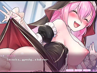 Kaiju Princess 2 Scenes Nun Cosplay 2 - Pink haired woman gets dick in her ass