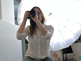 Cute Blonde and Brunette Teens Lure Camerawoman into Lesbian Threesome